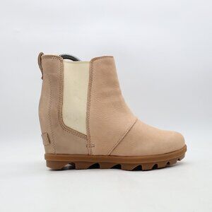 Sorel Joan Of Arctic II Wedge Chelsea Shearling Boot Women's 6.5 Beige Leather